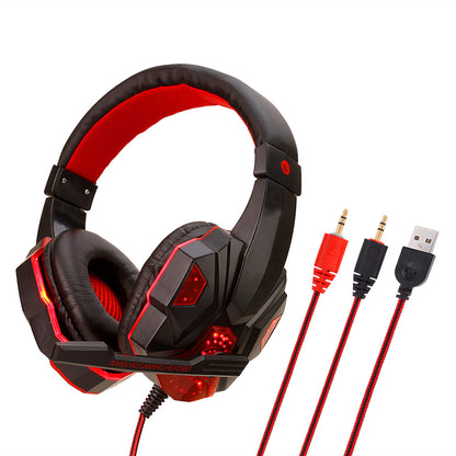 Wired Desktop Computer Gaming Headset with 7.1 Surround Sound & USB LED Lights