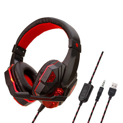 Wired Desktop Computer Gaming Headset with 7.1 Surround Sound & USB LED Lights