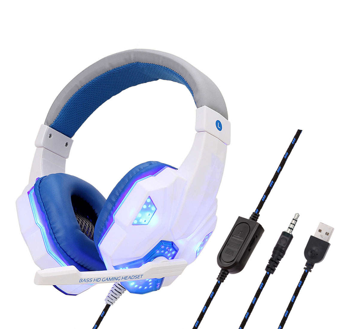 Wired Desktop Computer Gaming Headset with 7.1 Surround Sound & USB LED Lights