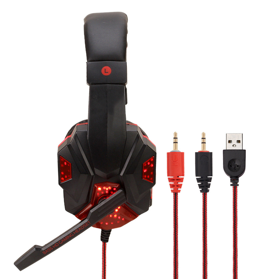 Wired Desktop Computer Gaming Headset with 7.1 Surround Sound & USB LED Lights