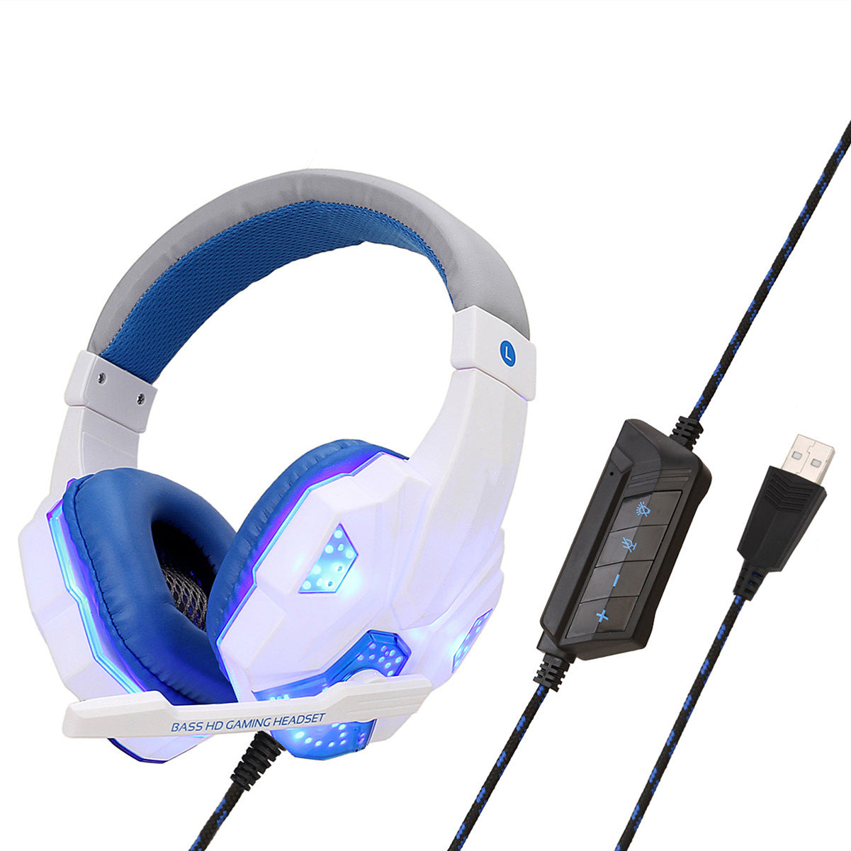 Wired Desktop Computer Gaming Headset with 7.1 Surround Sound & USB LED Lights