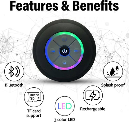 Wireless Speaker In The Bathroom - Audio, USB Charging Button Control, With Suction Cup, Secure Installation - Wireless Connection